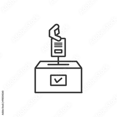 Hand dropping ballot into a box with a checkmark