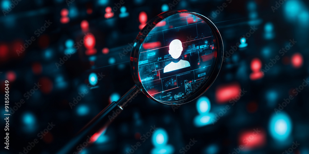 A single human icon under a magnifying glass, glowing with clarity amidst a crowd of lesser icons, representing CRMâs attention to customer personalization A single human icon under a magnifying glass, glowing with clarity amidst a crowd of lesser icons, representing CRMâs attention to customer personalization