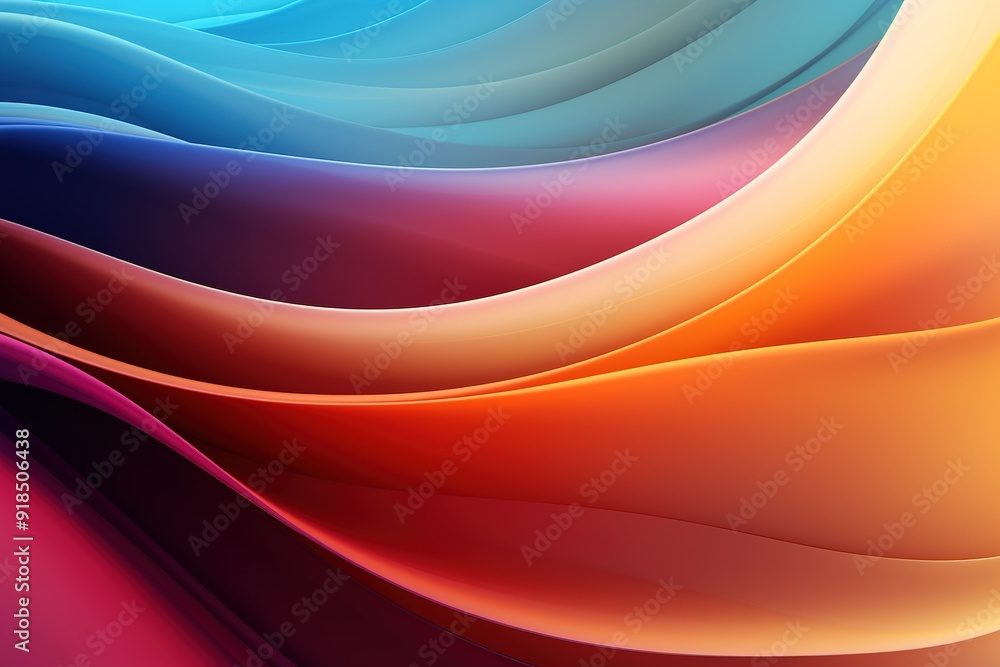Fototapeta premium Abstract colorful waves in a gradient from blue to orange.