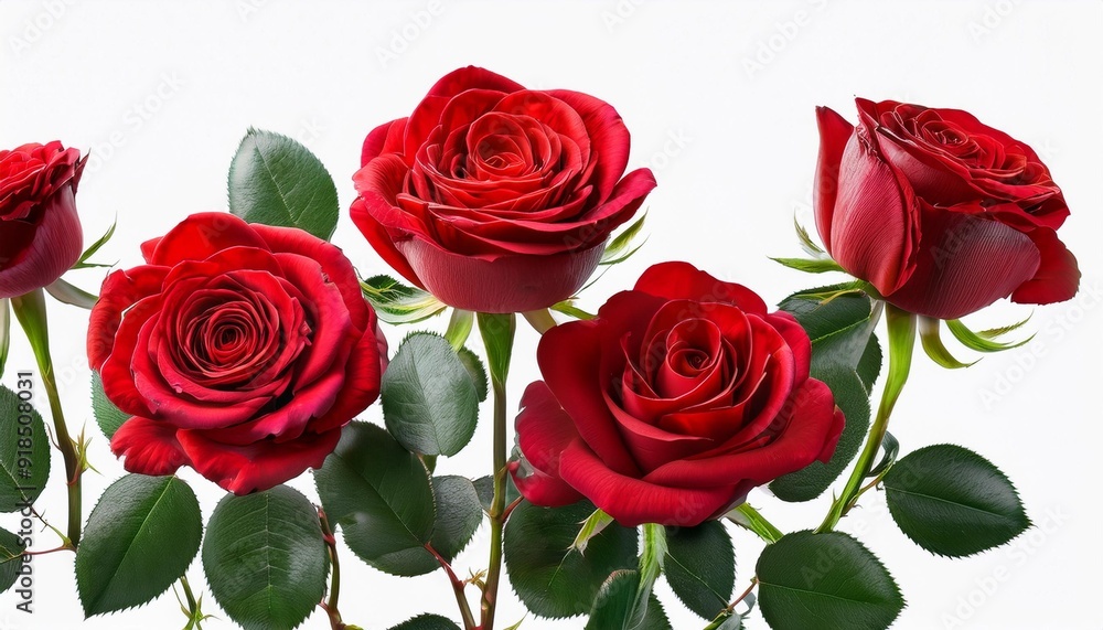 Vibrant Red Roses on Thorny Stems with Green Leaves on Transparent Background, Perfect for Floral Designs and Romantic Themes Vibrant Red Roses on Thorny Stems with Green Leaves on Transparent Background, Perfect for Floral Designs and Romantic Themes