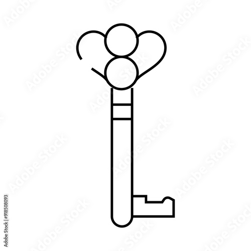 old style key line icon vector. old style key sign. isolated contour symbol black illustration