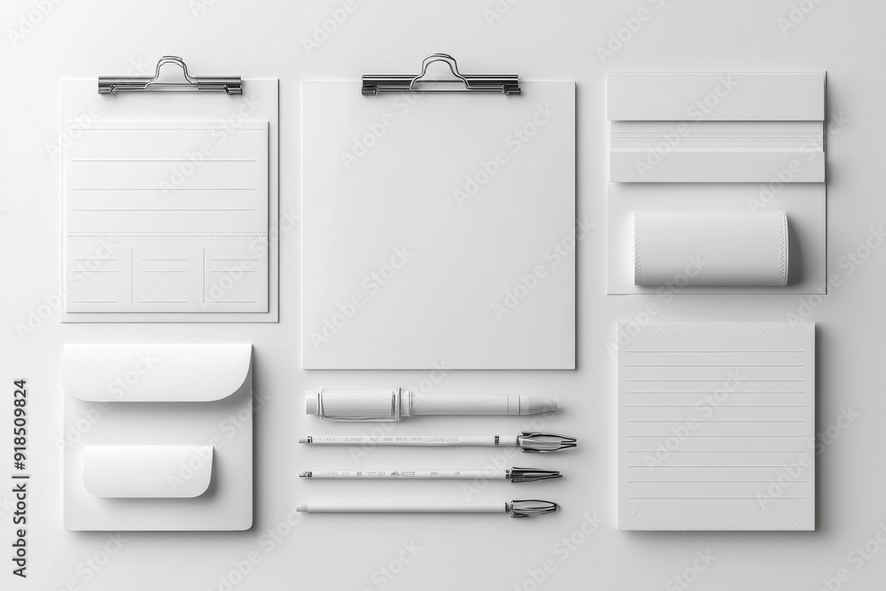 Realistic blank stationery set mockup isolated created with generative ai Realistic blank stationery set mockup isolated created with generative ai