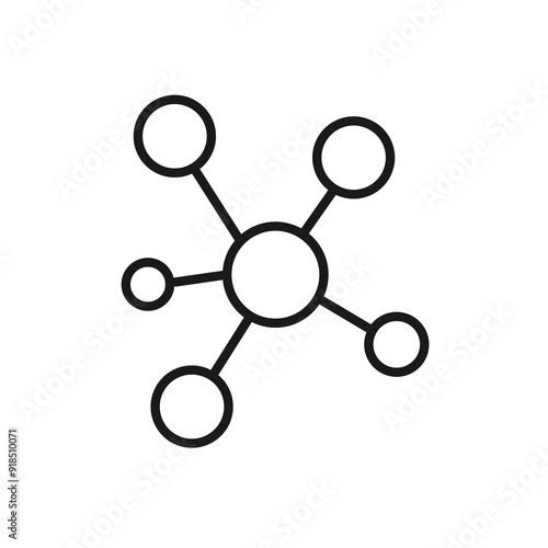 Molecule line icon with editable stroke. A simple outline science symbol. It can be used for chemistry, biology, and scientific illustrations. Vector illustration