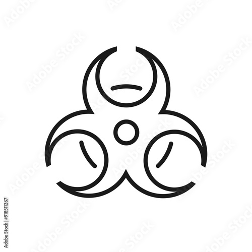 Biohazard sign - line icon with editable stroke. Simple outline warning sign symbol. Vector illustration