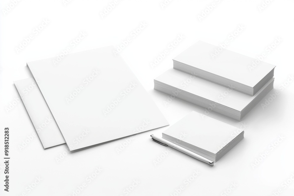 Realistic blank stationery set mockup isolated created with generative ai Realistic blank stationery set mockup isolated created with generative ai