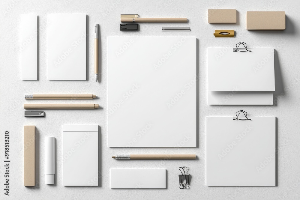 Realistic blank stationery set mockup isolated created with generative ai Realistic blank stationery set mockup isolated created with generative ai