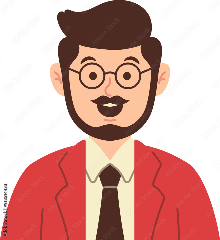 Male Business Avatar, Bearded Man Wearing Suit and Eyeglasses Male Business Avatar, Bearded Man Wearing Suit and Eyeglasses