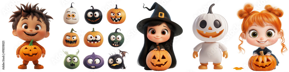 A diverse cartoon Halloween hero, set, 3d, cute and scary on a transparent, isolated, cut-out background.
A diverse cartoon Halloween hero, set, 3d, cute and scary on a transparent, isolated, cut-out background.