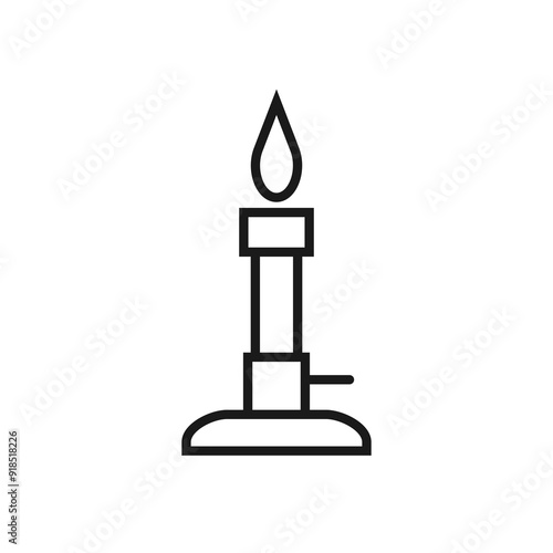 Bunsen burner - line icon with editable stroke. A simple outline lab equipment symbol. Vector illustration