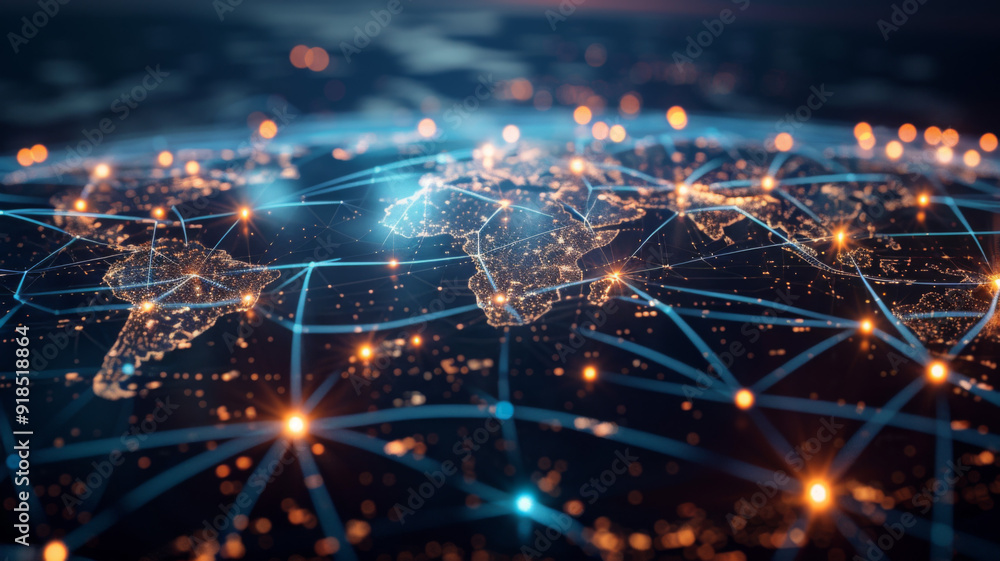 Obraz premium Illuminated Globe with Interconnected Network Lines