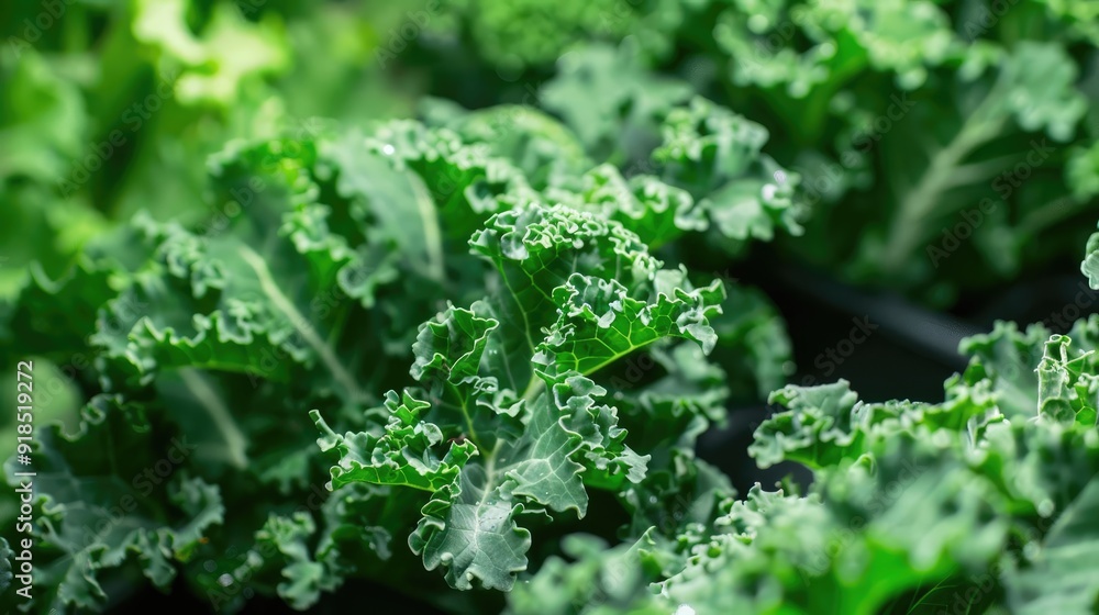 Close-up shot of fresh, green kale leaves. Close-up shot of fresh, green kale leaves.