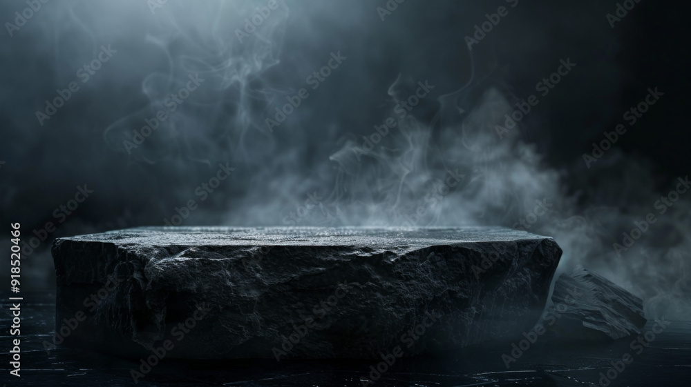 A Dark Stone Platform Emerging from Smoke A Dark Stone Platform Emerging from Smoke