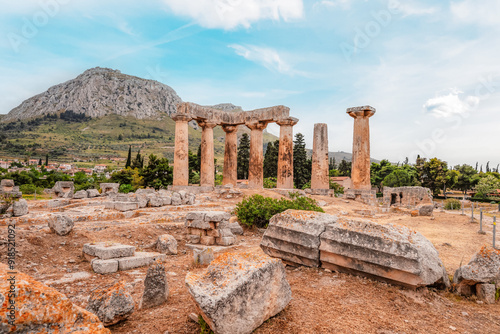 Photos archaeological site of Ancient Corinth built in the slopes of Acrocorinth, Pelop