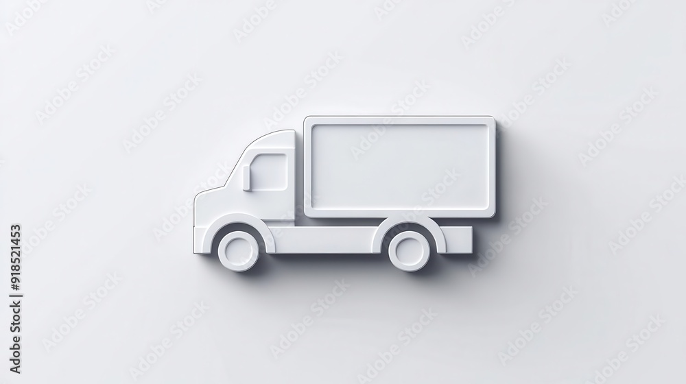 Clean icon of a delivery truck with a subtle shadow, centered on a plain background, logistics, delivery, minimalist design Clean icon of a delivery truck with a subtle shadow, centered on a plain background, logistics, delivery, minimalist design