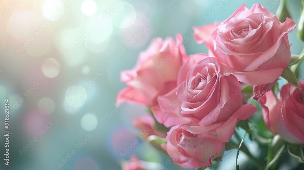 Closeup of pink roses with soft bokeh background Closeup of pink roses with soft bokeh background
