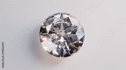  A diamond on a white surface, illuminated by light from its center