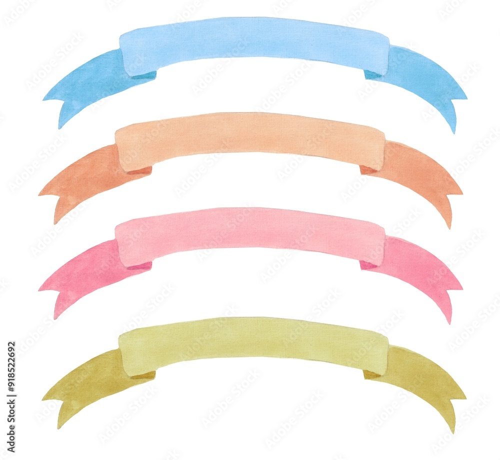 Watercolor illustration set of Banner Ribbons Watercolor illustration set of Banner Ribbons