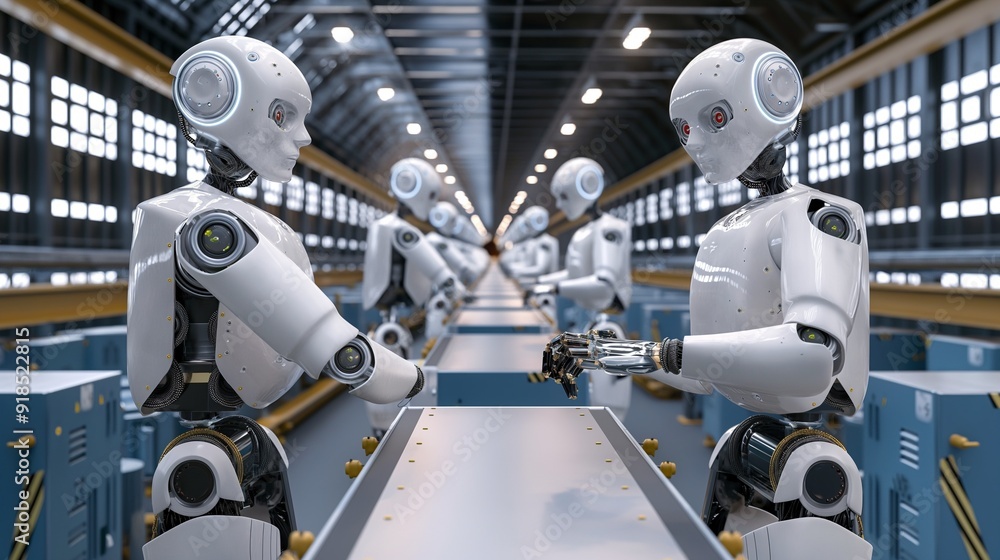 robotics factory with automated assembly lines and robots programmed robotics factory with automated assembly lines and robots programmed