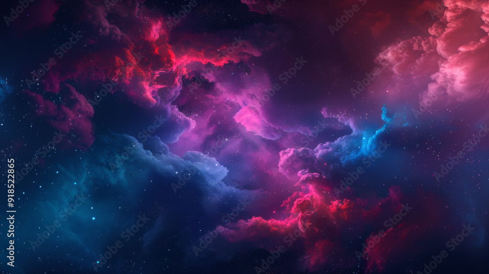 Obraz premium Cosmic Nebula with Pink and Blue Clouds and Stars