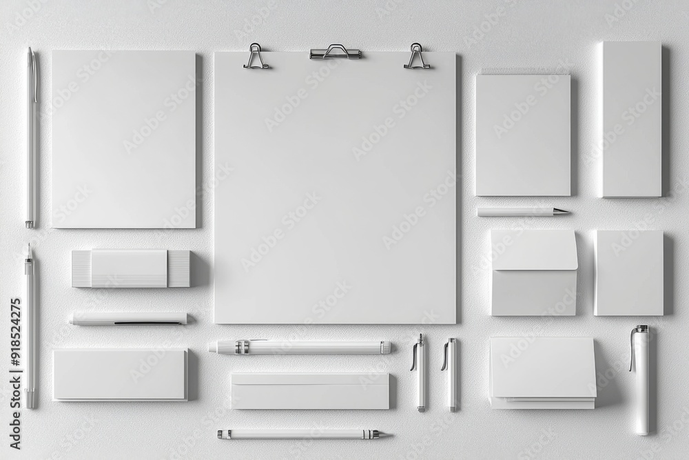 Realistic blank stationery set mockup isolated created with generative ai Realistic blank stationery set mockup isolated created with generative ai