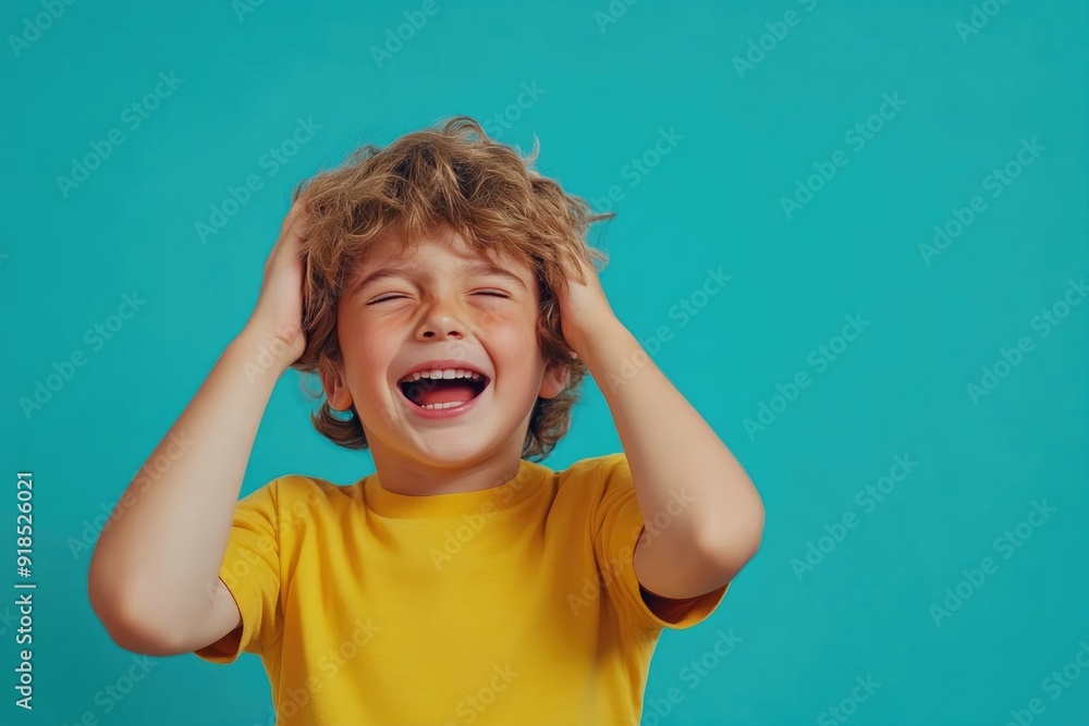 Upset Boy in Meltdown with Complementary Advertising Background