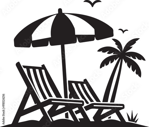 beach chair vector silhouette illustration