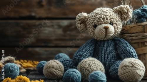 Knit wooly toy handmade craft hobby background