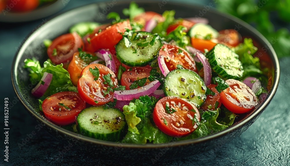 A fresh vibrant green salad with mixed vegetables A fresh vibrant green salad with mixed vegetables