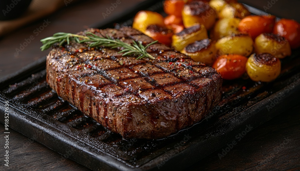A perfectly grilled medium-rare steak A perfectly grilled medium-rare steak