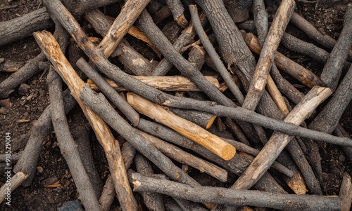 pile of branches and sticks for firewood