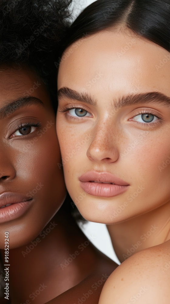 Two people with diverse features display harmony and connection together Two people with diverse features display harmony and connection together