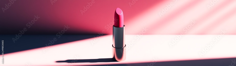 Vibrant pink lipstick in a modern setting, showcasing beauty and elegance with stylish lighting and shadows. Vibrant pink lipstick in a modern setting, showcasing beauty and elegance with stylish lighting and shadows.