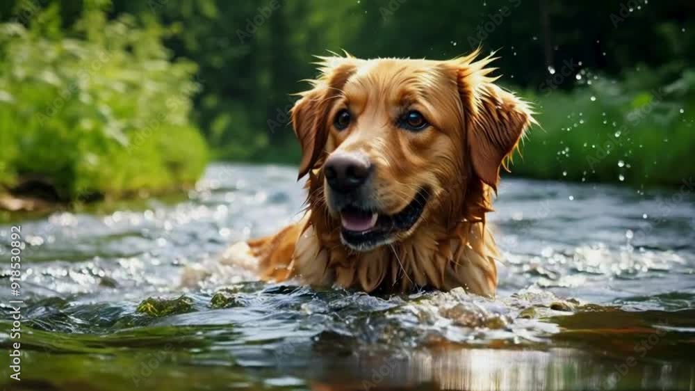 golden retriever running in the water golden retriever running in the water