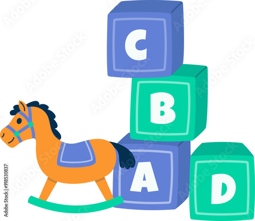Alphabet Educational Toys, abc Blocks Game with Horse