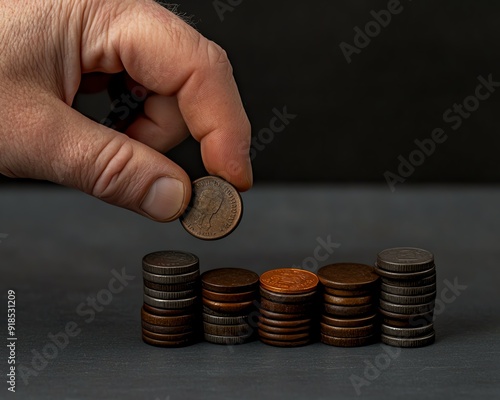 Closeup of a person s hand selecting a mix of highrisk and lowrisk investments in a balanced portfolio, investment, capital diversification photo