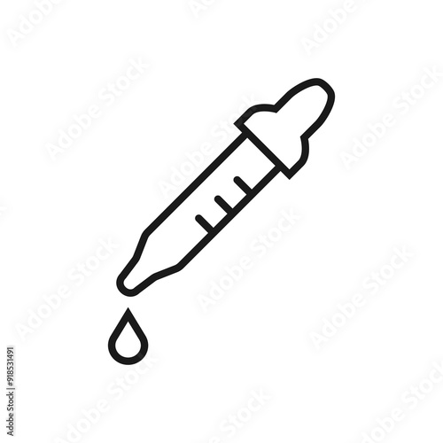 Pipette - line icon, editable stroke. Simple outline laboratory symbol. Vector illustration