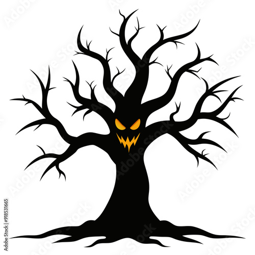 Creepy Tree Vector Line Art: SVG Design, Logo Icons & Cricut Cut Files