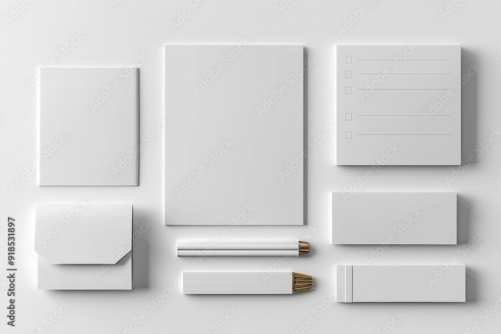 Realistic blank stationery set mockup isolated created with generative ai Realistic blank stationery set mockup isolated created with generative ai