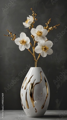  Elegant Floral Symphony in a Luxurious Vase photo