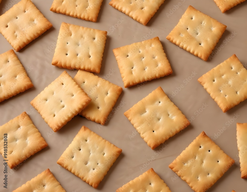Scattered Square Crackers on Brown Surface Scattered Square Crackers on Brown Surface