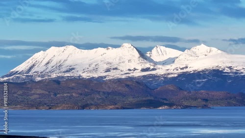 Wallpaper Mural Mountains Time Lapse At Cape Horn Puerto Navarino Chile. Breathtaking Aerial View Of Time Lapse Drone Footage. Outdoor Travel Destination Patagonia Glacier. Outdooraerial View Floresta. Torontodigital.ca
