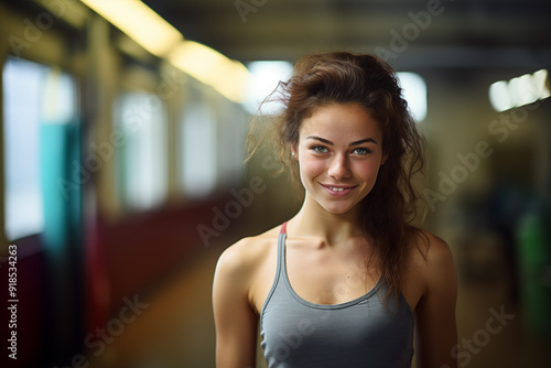 Young pretty brunette girl at indoors in sportswear Free Download Young pretty brunette girl at indoors in sportswear - GFXLoad