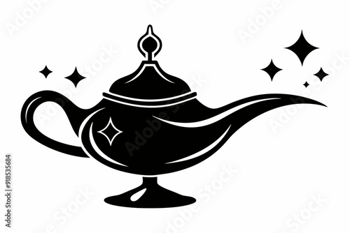 Aladdin's lamp black silhouette illustration