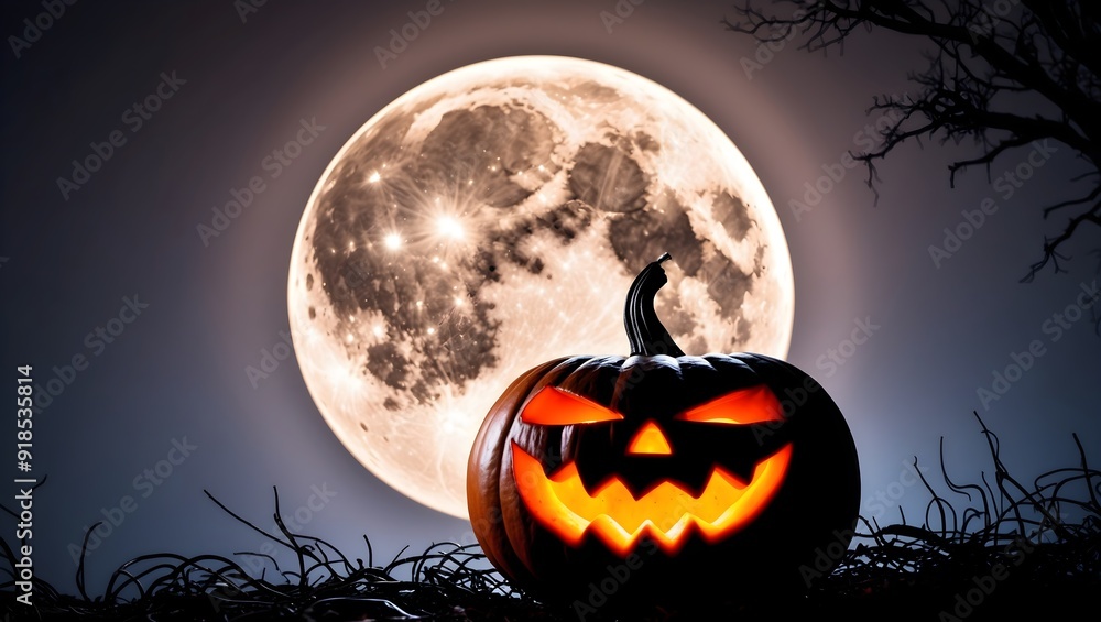 Halloween-Mitternacht: Kürbis im Mondlicht Halloween-Mitternacht: Kürbis im Mondlicht