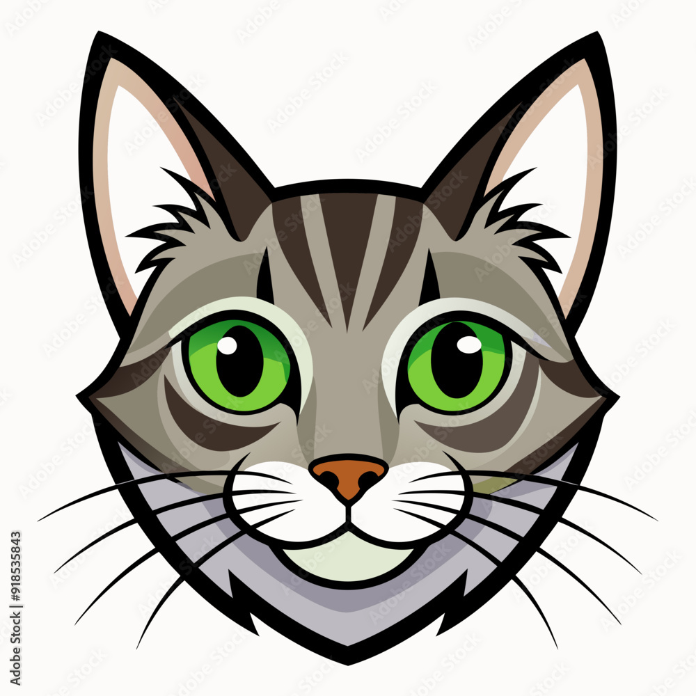 Obraz premium Best cat Head, color, Vector, illustration, 