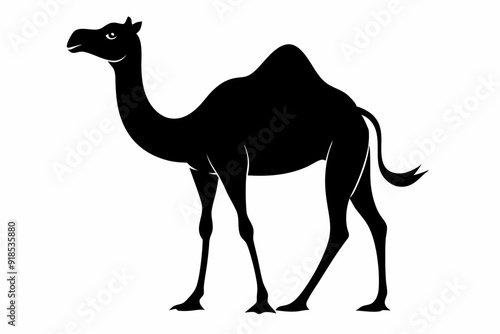 Arab Camel black and white silhouette