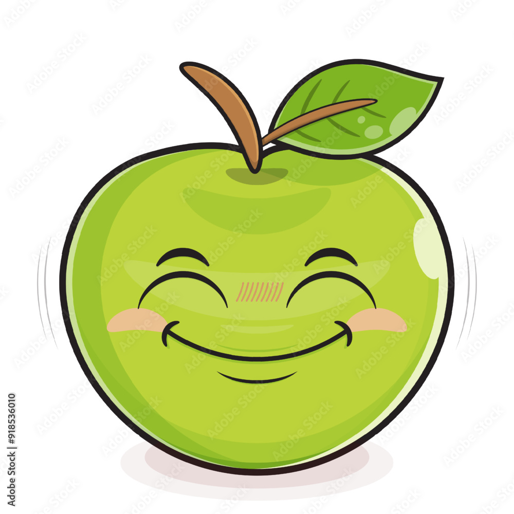 green apple smile face cartoon cute green apple smile face cartoon cute