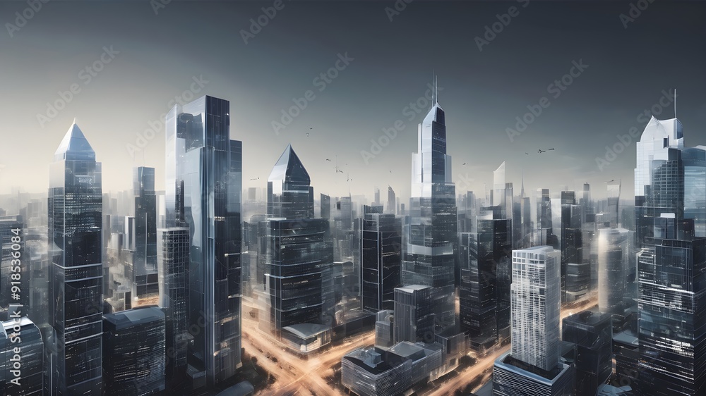 Obraz premium city view at the night with lighting streets