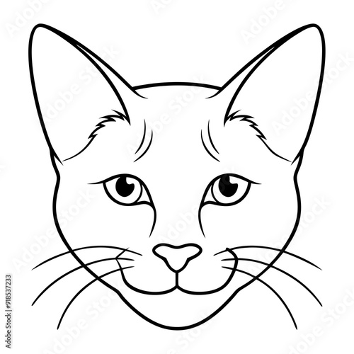 Best Cat Head line art, vector, Silhouette, illustration. 