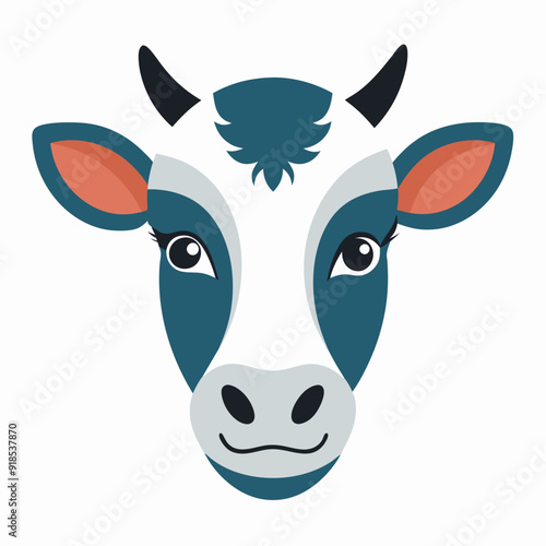 Best  Cow  Head color, vector, illustration